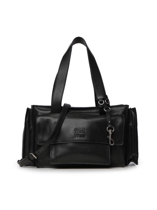 26FW 미우미우 유틸리테 나파 레더 탑 핸들 백 5BG335 2G7QF0002 BLACK