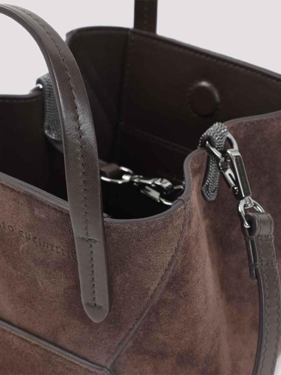 25FW 브루넬로 쿠치넬리 스웨이드 BC Duo 미니 백 MBDLD2675PC9885 Brown - BRUNELLO CUCINELLI