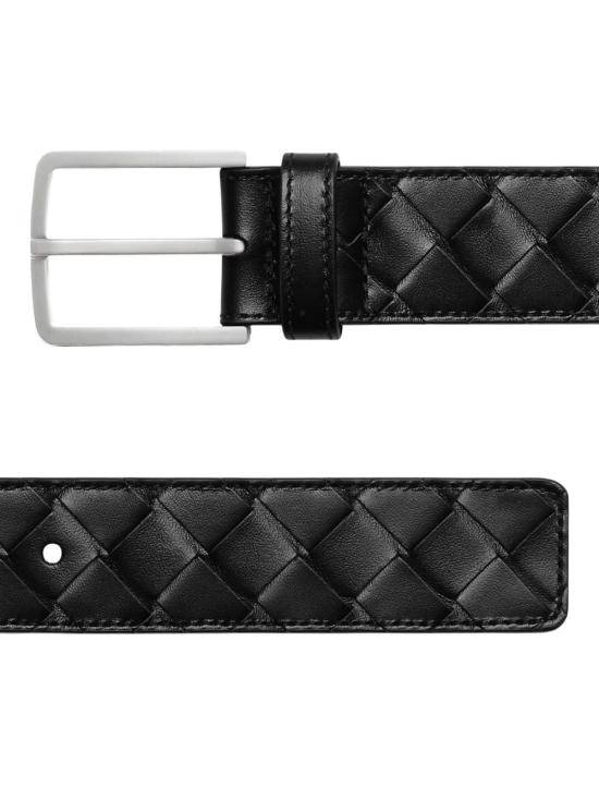 26FW 보테가베네타 인트레치아토 레더 벨트 609182V4KF1 8803 BLACK SILVER - BOTTEGA VENETA