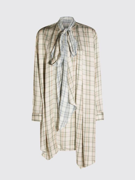 26SS 아크네 스튜디오 체크 비대칭 튜닉 드레스 A20931 ALG Green - ACNE STUDIOS