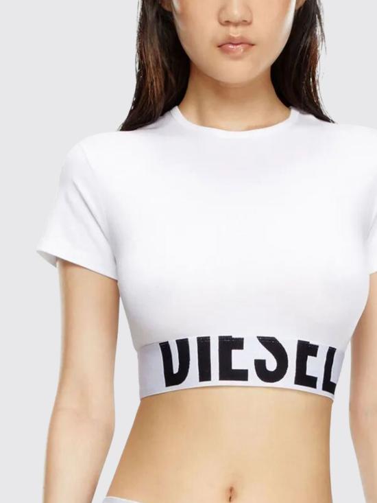 26FW 디젤 유프티 스포츠 로고 밴드 크롭 티셔츠 A145930HMAU 100 White - DIESEL
