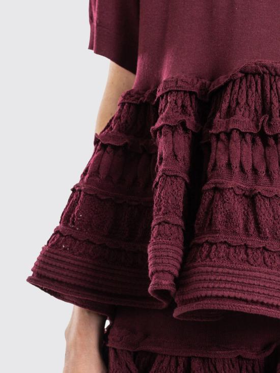 26SS 알라이아 반팔 티셔츠 AA9H1393K164C 337 Burgundy - ALAIA