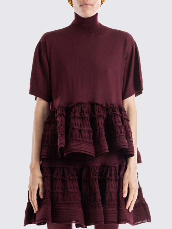 26SS 알라이아 반팔 티셔츠 AA9H1393K164C 337 Burgundy