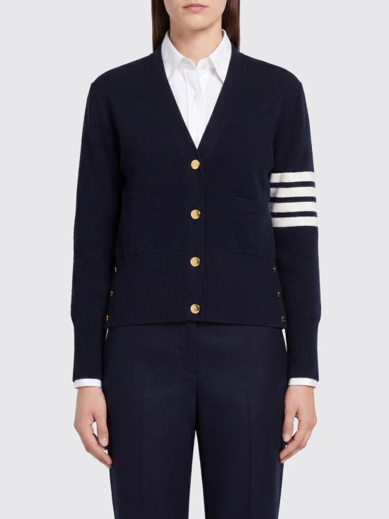 26FW 톰브라운 파인 메리노 울 4바 클래식 V넥 가디건 FKC207A00014 415 Blue