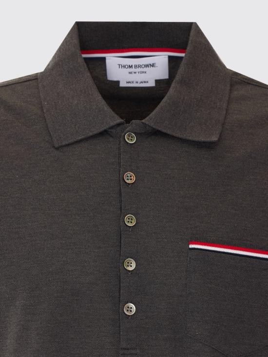 26FW 톰브라운 피케 포켓 폴로 티셔츠 MJP022A01455 025 Grey - THOM BROWNE