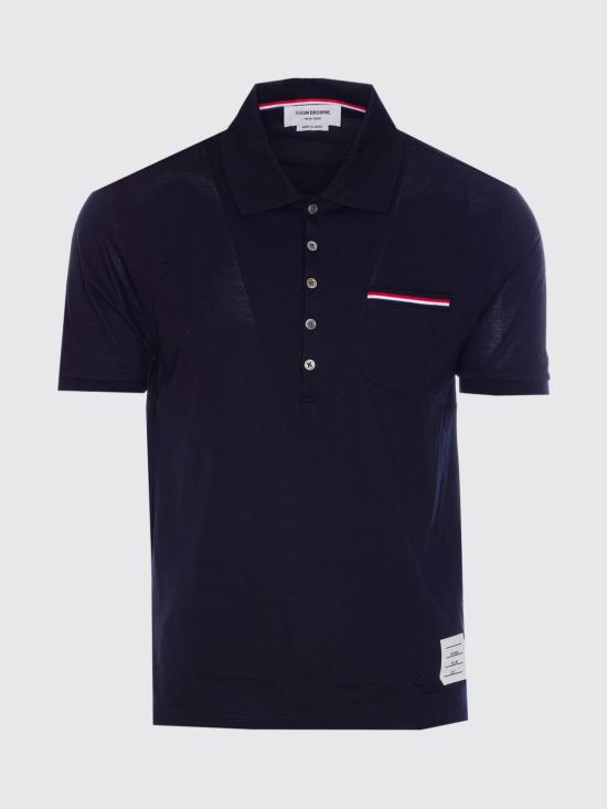 26FW 톰브라운 피케 포켓 폴로 티셔츠 MJP022A01455 415 Blue - THOM BROWNE