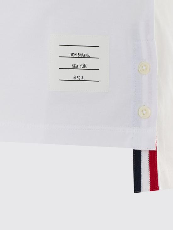 26FW 톰브라운 미디움 웨이트 저지 팁 포켓 크루넥 티셔츠 MJS010A01454 100 White - THOM BROWNE