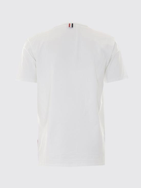 26FW 톰브라운 미디움 웨이트 저지 팁 포켓 크루넥 티셔츠 MJS010A01454 100 White - THOM BROWNE