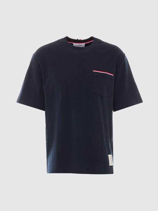 26FW 톰브라운 밀라노 코튼 오버사이즈 포켓 티셔츠 MJS183A07323 415 Blue - THOM BROWNE