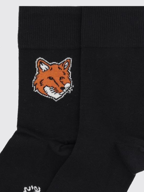 26SS 메종키츠네 폭스 헤드 양말 PM06400KT0010 P199 Black - MAISON KITSUNE