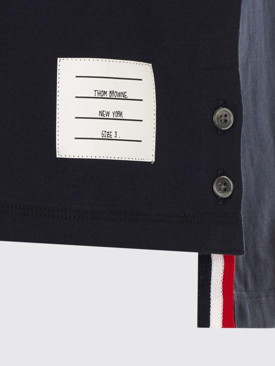 26FW 톰브라운 미디움 웨이트 저지 팁 포켓 크루넥 티셔츠 MJS010A01454 415 Blue - THOM BROWNE