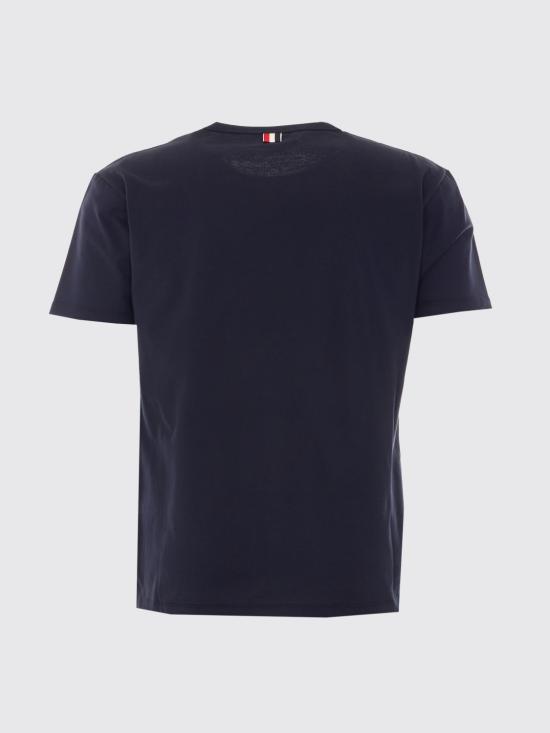 26FW 톰브라운 미디움 웨이트 저지 팁 포켓 크루넥 티셔츠 MJS010A01454 415 Blue - THOM BROWNE