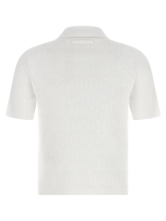  토리버치 폴로 티셔츠 포인트엘 스트레치 비스코스 폴로 셔츠 화이트 - TORY BURCH