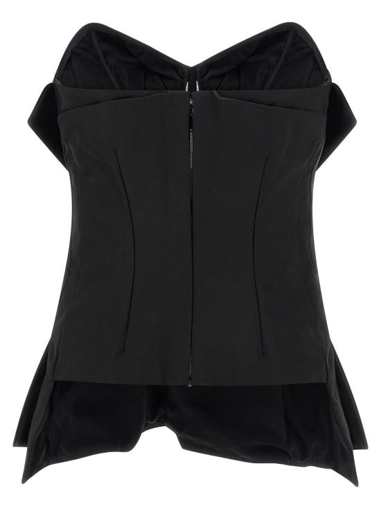  알렉산더 맥퀸 블라우스 오프숄더 버스티어 탑 블랙 - ALEXANDER MCQUEEN