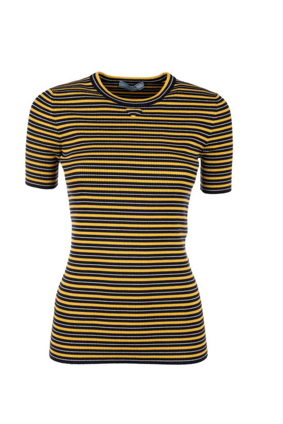 26SS 프라다 반팔 티셔츠 P24B3F19CI F0BD7 NAVY GIALLO