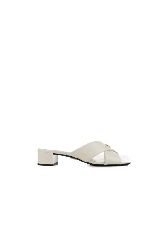 26SS 프라다 크리스크로스  힐 뮬 1XX788F0353A9S F0009 Bianco
