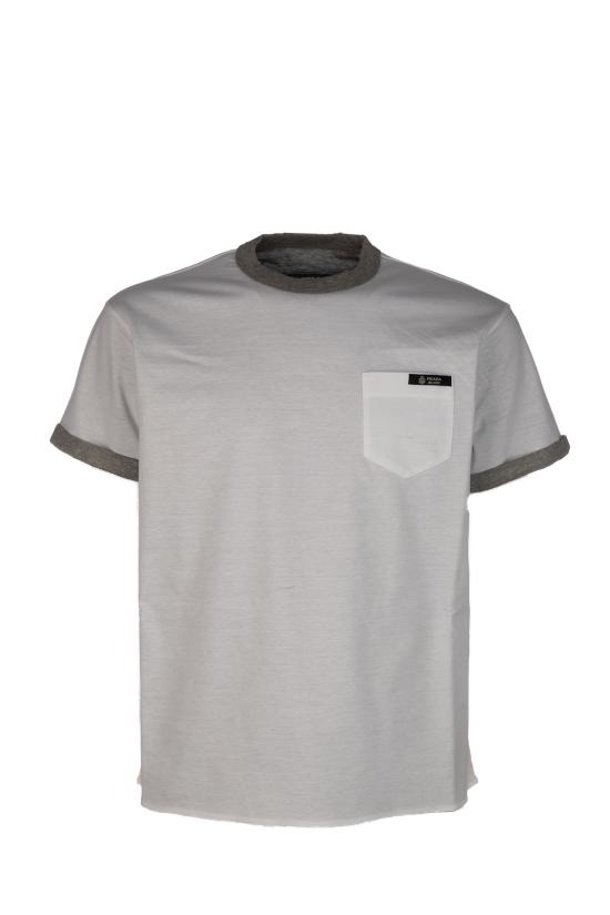 26SS 프라다 리버시블 코튼 티셔츠 UJN9601801 F0AV1 BIANCO GRIGIO