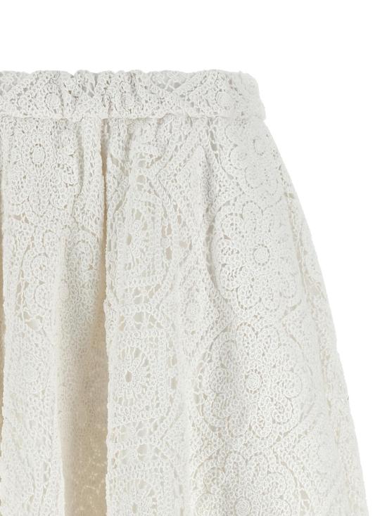  꼼데가르송 미디 스커트 Comme Des Garçons 마크람  화이트 - COMME DES GARCONS