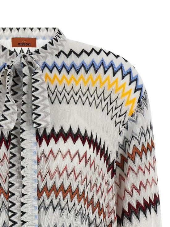  미소니 숏 원피스 미쏘니 비스코스 소재의 화이트 숏 드레스 - MISSONI