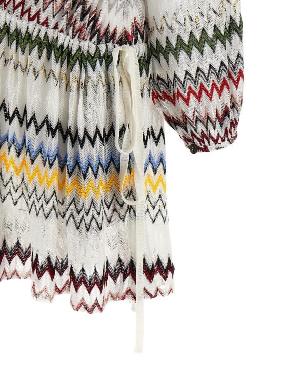  미소니 숏 원피스 미쏘니 비스코스 소재의 화이트 숏 드레스 - MISSONI