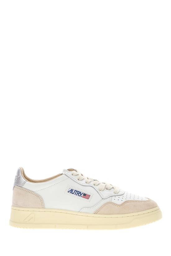 26FW 오트리 메달리스트 로우 레더 스니커즈 AULWLS74 WHTSILVER WHITE SILVER