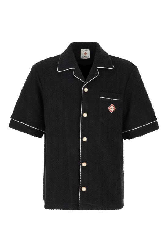 26FW 카사블랑카 반팔 셔츠 MPF26SH085 02 MONOGRAM TOWELLING BLACK