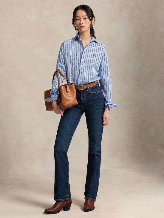 26FW 랄프 로렌 셔츠 카미시아 릴렉스드 핏 a Righe Blu/Bianco - RALPH LAUREN