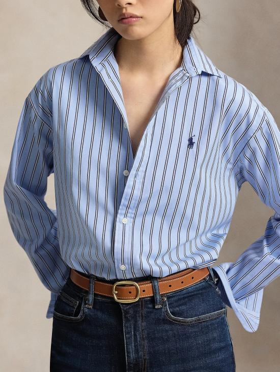 26FW 랄프 로렌 셔츠 카미시아 릴렉스드 핏 a Righe Blu/Bianco - RALPH LAUREN