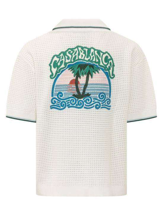 26FW 카사블랑카 반팔 셔츠 MPF26KW1413 01 PALM TREE EMBLEM - CASABLANCA