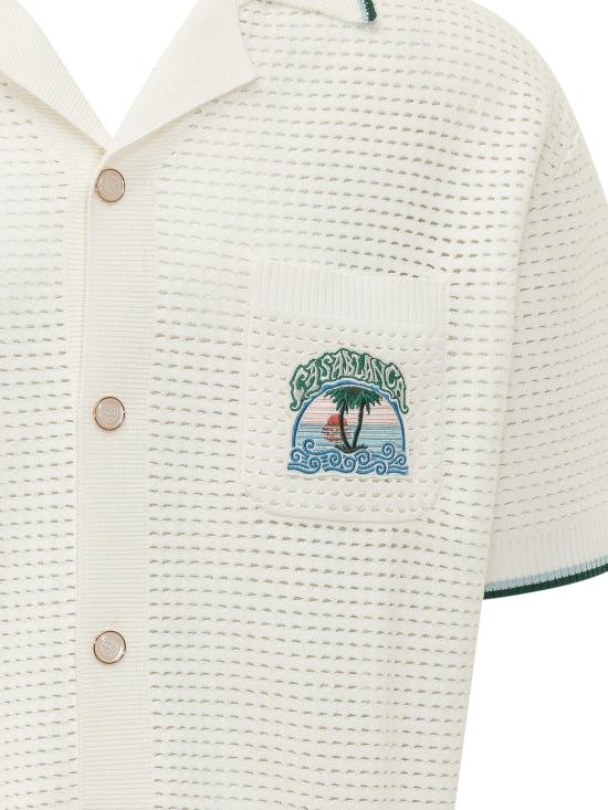 26FW 카사블랑카 반팔 셔츠 MPF26KW1413 01 PALM TREE EMBLEM - CASABLANCA