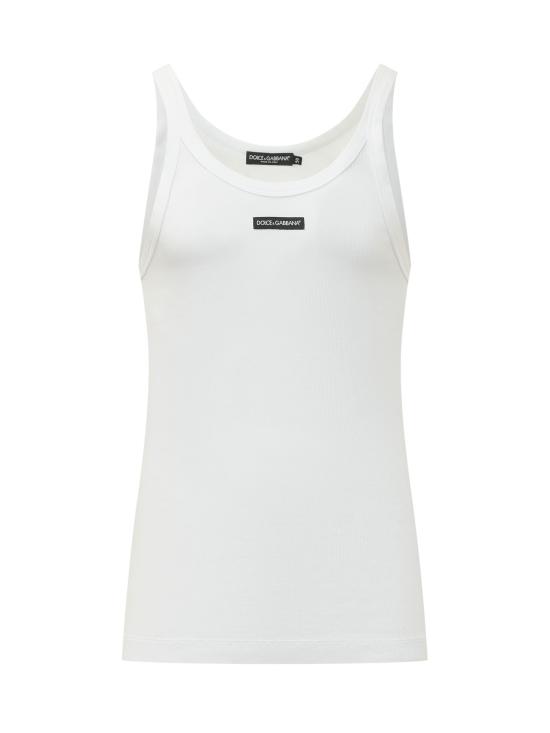 26FW 돌체앤가바나 로고 프린트 코튼 탱크 탑 G8PA8TG7P3I W0800 BIANCO OTTICO