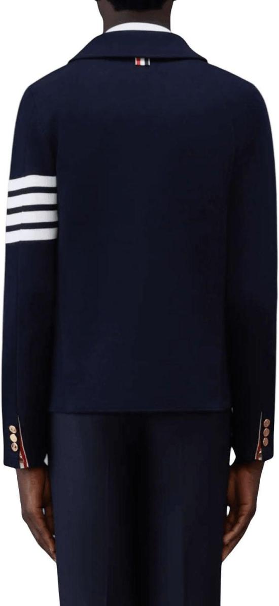 26FW 톰브라운 가디건 THOMBROWNEMKJ024D00014415SINGLEBREASTEDFINEMERINOWOOL4BARCARDIGANCARDIGANSNAVY - THOM BROWNE