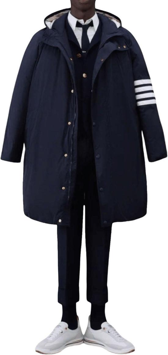 26FW 톰브라운 가디건 THOMBROWNEMKJ024D00014415SINGLEBREASTEDFINEMERINOWOOL4BARCARDIGANCARDIGANSNAVY - THOM BROWNE