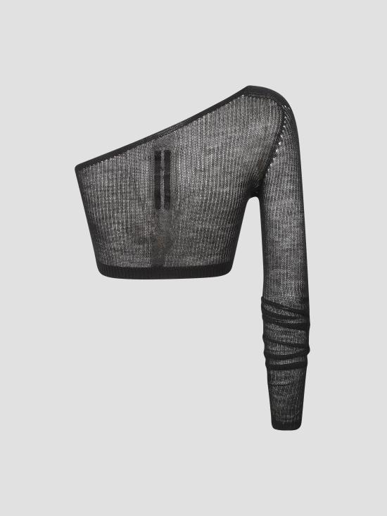 26FW 릭 오웬스 긴팔 티셔츠 RP02F5672RIBWSL 09 BLACK - RICK OWENS