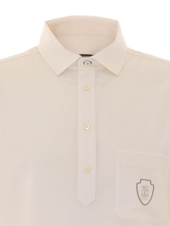 26SS 브루넬로 쿠치넬리 버진 울 라이트웨이트 캔버스 폴로 셔츠 MM6961301FCTL60 WHITE - BRUNELLO CUCINELLI