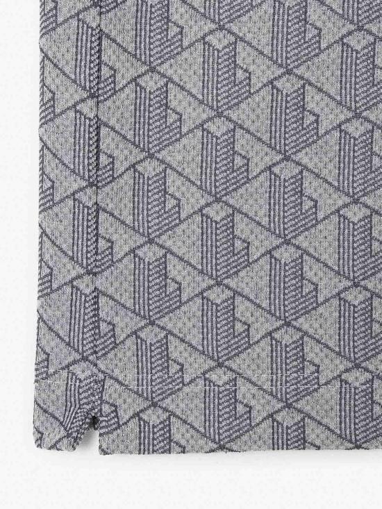 26SS 라코스테 스트라이프 칼라 모노그램 자카드 폴로 티셔츠 DH141741I Grey - LACOSTE