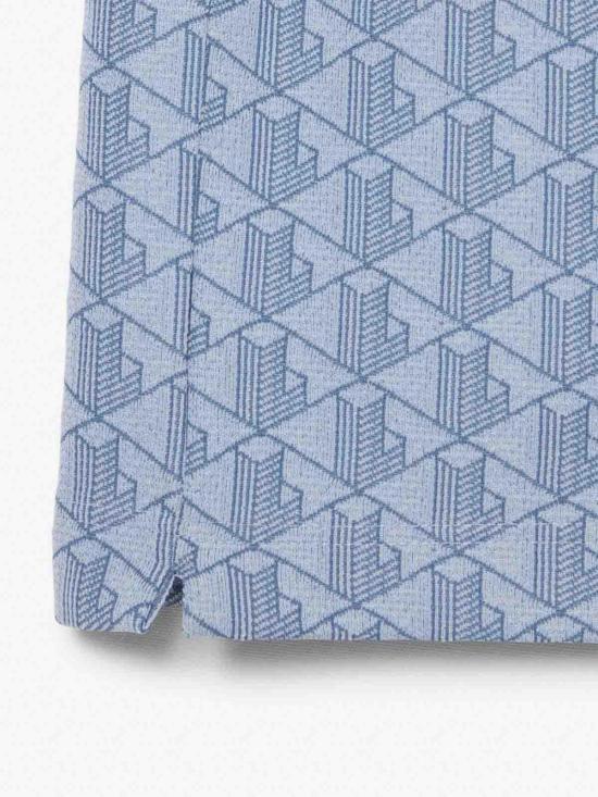 26SS 라코스테 스트라이프 칼라 모노그램 자카드 폴로 티셔츠 DH14171QI Light Blue - LACOSTE