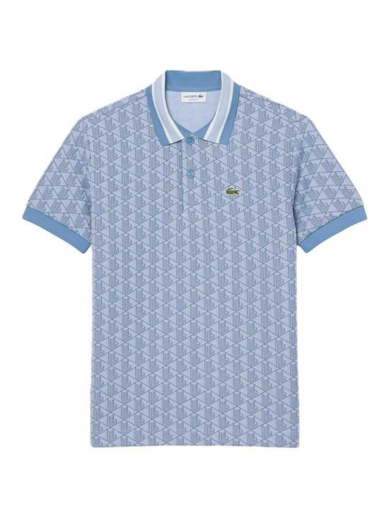 26SS 라코스테 스트라이프 칼라 모노그램 자카드 폴로 티셔츠 DH14171QI Light Blue