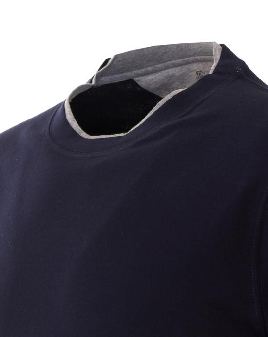 26FW 브루넬로 쿠치넬리 자수 로고 티셔츠 M0B137427 CD325 Blue - BRUNELLO CUCINELLI