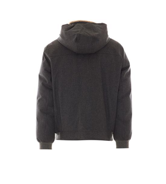 26FW 브루넬로 쿠치넬리 본디드 울 플란넬 탈부착 후드 다운 자켓 MM4701606 CNV62 Grey - BRUNELLO CUCINELLI