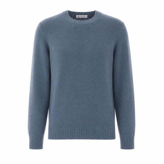 26FW 브루넬로 쿠치넬리 스웨터 MTF709900 CWQ12 Blue