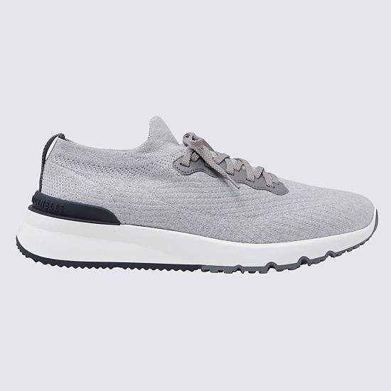 26FW 브루넬로 쿠치넬리 코튼 니트 세미 폴리쉬드 카프스킨 러너 MZUPMBO252 CB308 LIGHT GREY - BRUNELLO CUCINELLI