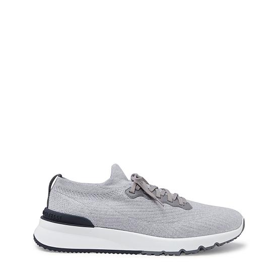 26FW 브루넬로 쿠치넬리 코튼 니트 세미 폴리쉬드 카프스킨 러너 MZUPMBO252 CB308 LIGHT GREY