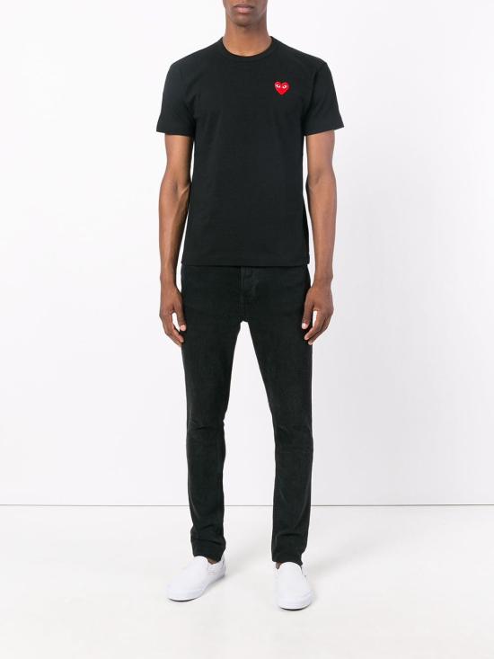 26FW 꼼데가르송 레드 하트 티셔츠 P1T108 BLACK - COMME DES GARCONS