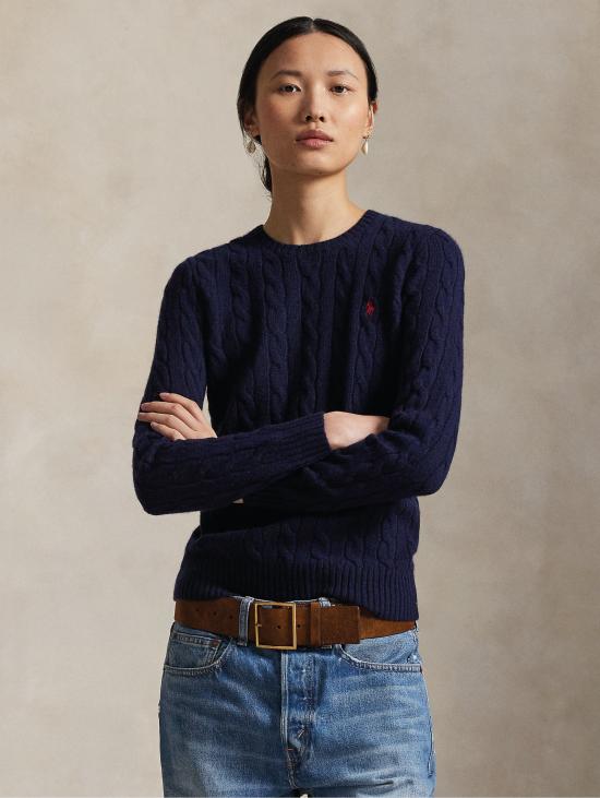 26FW 랄프 로렌 스웨터 미스토 캐시미어 네이비 소재의 Maglia a Trecce