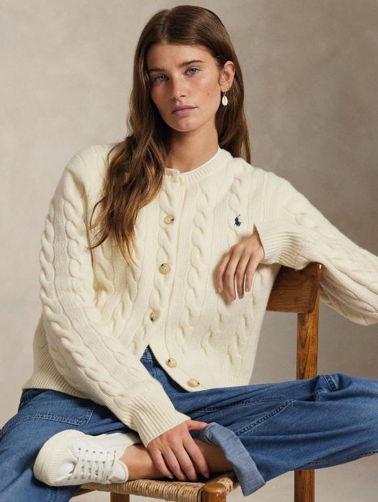 26FW 랄프 로렌 가디건 미스토 캐시미어 크레마 소재의 트레체 카디건 라보라토 - RALPH LAUREN