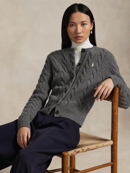 26FW 랄프 로렌 가디건 미스토 캐시미어 그리지오 소재의 트레체 카디건 라보라토 - RALPH LAUREN