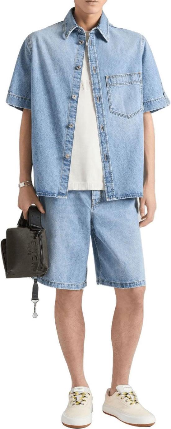 26FW 지방시 셔츠 GIVENCHYBM617Q5YDN452DENIMSHIRTSHORTSLEEVESHIRTSLIGHTBLUE LICHTBLUE - GIVENCHY