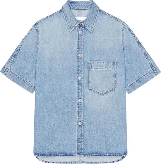 26FW 지방시 셔츠 GIVENCHYBM617Q5YDN452DENIMSHIRTSHORTSLEEVESHIRTSLIGHTBLUE LICHTBLUE