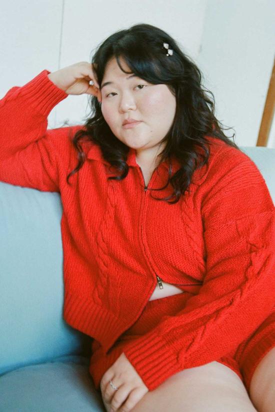  노블 가디건 고급스러운 브레이드 니트  파프리카